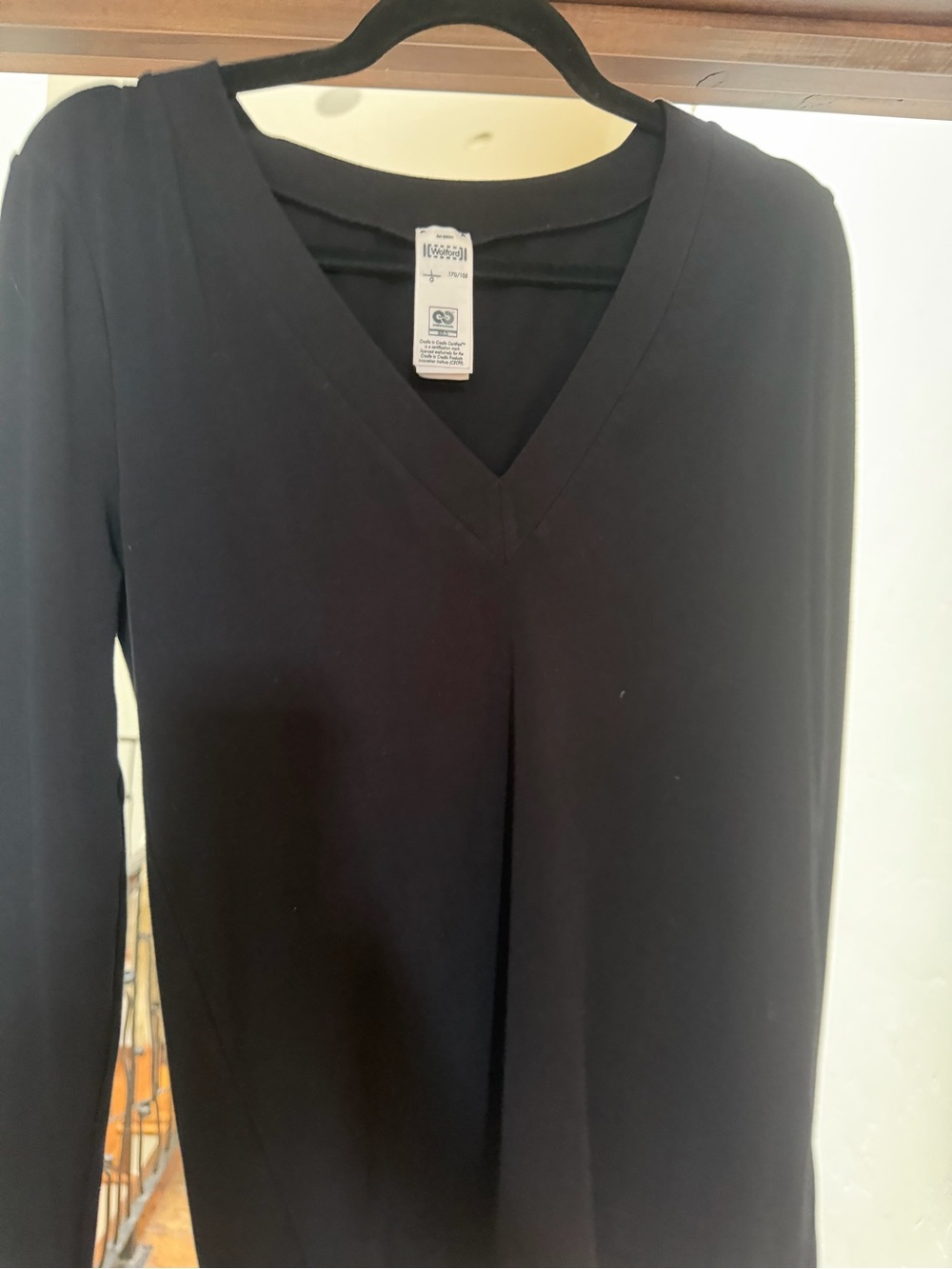 Wolford Black V-Neck Long Sleeve Tee